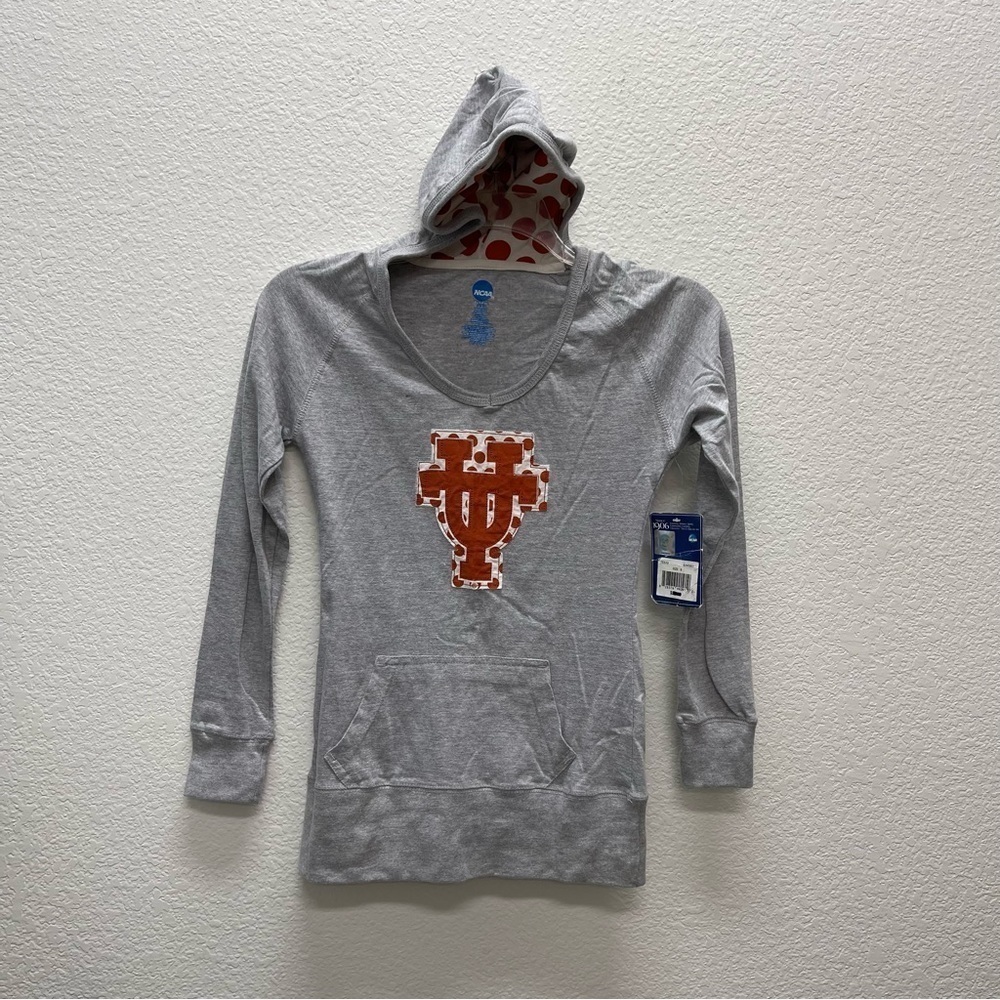 UT Austin Longhorns NCAA Womens S Hoodie Football Gray Polka Dot Kangaroo NEW